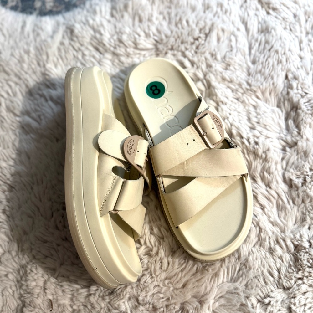Chaco Townes leather Slide Midform JCH109394 Slip On Sandals in Angora 8 - Picture 7 of 13
